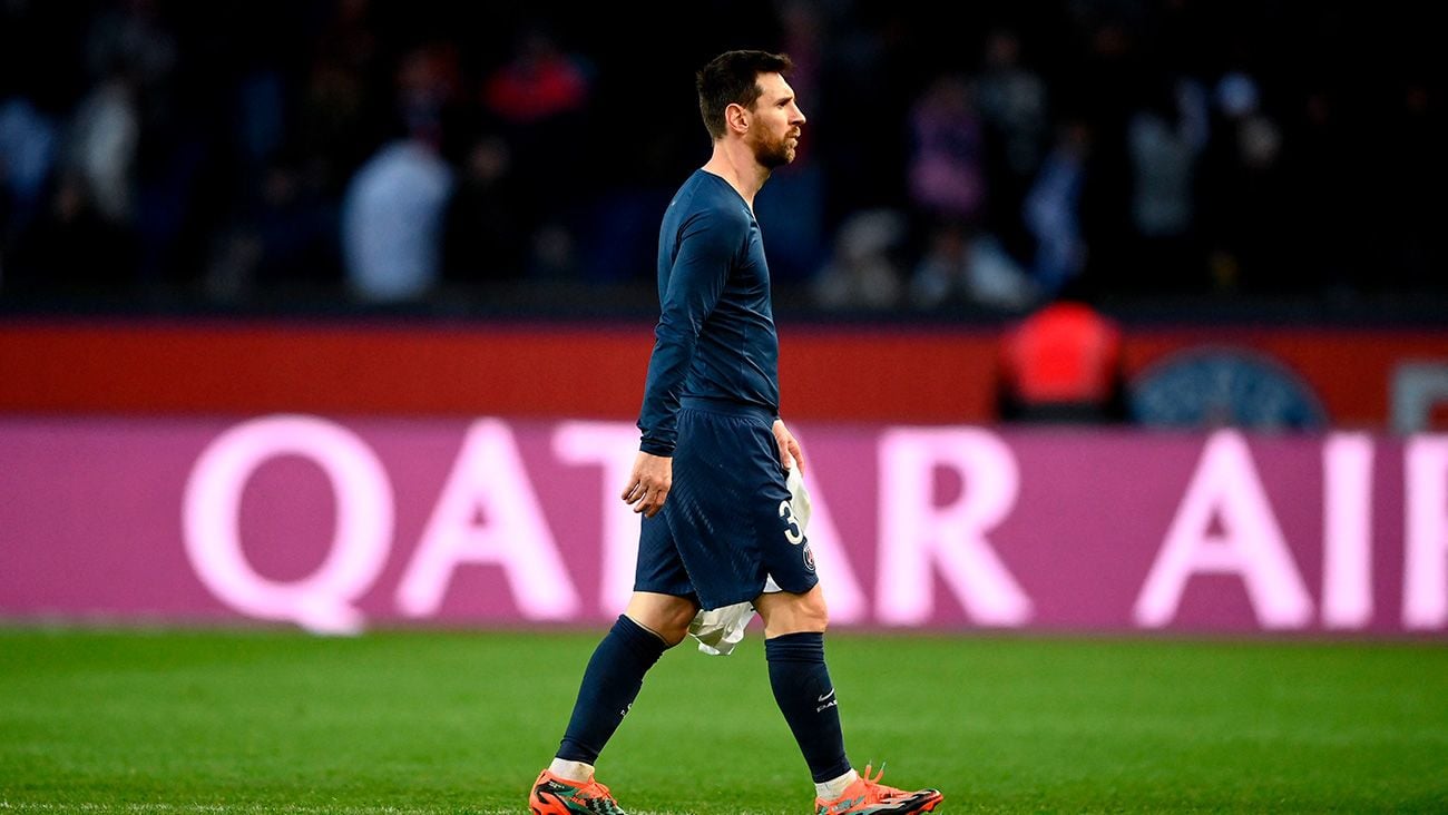 Leo Messi tras un partido con el PSG