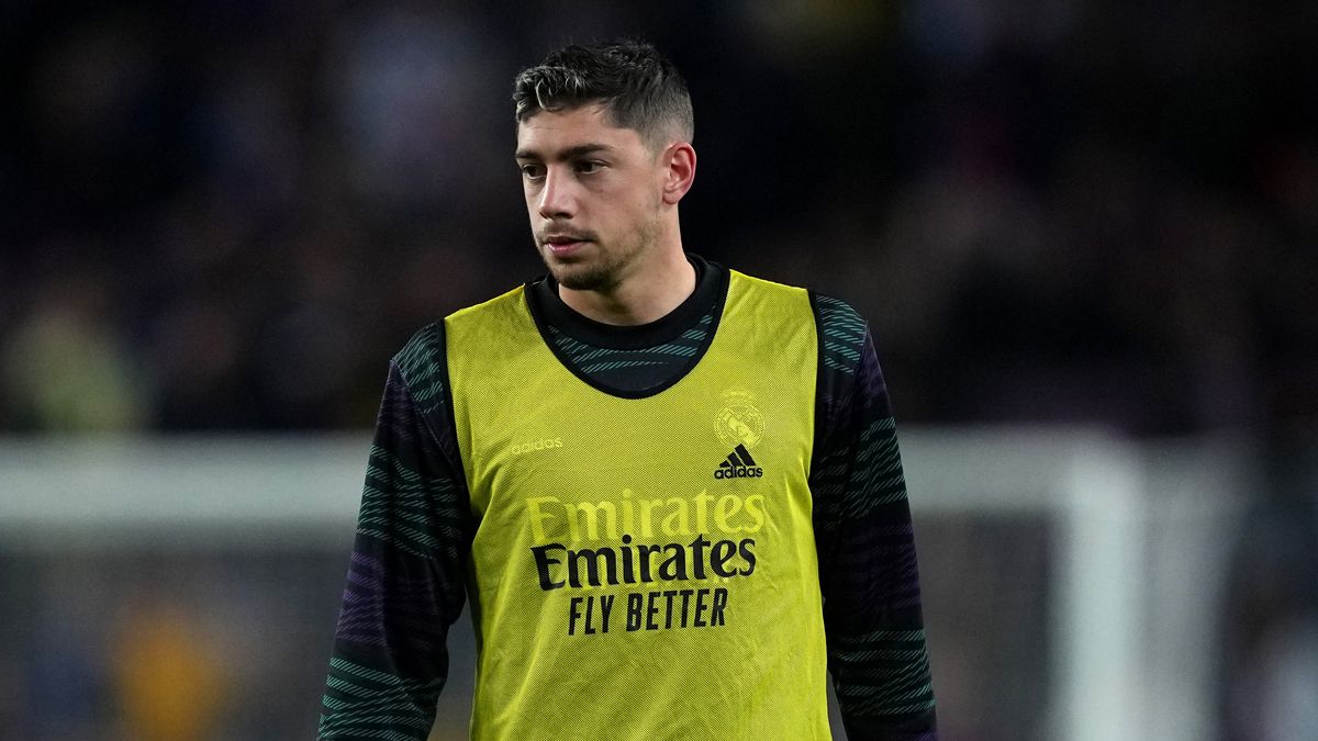 Fede Valverde en un calentamiento del Real Madrid