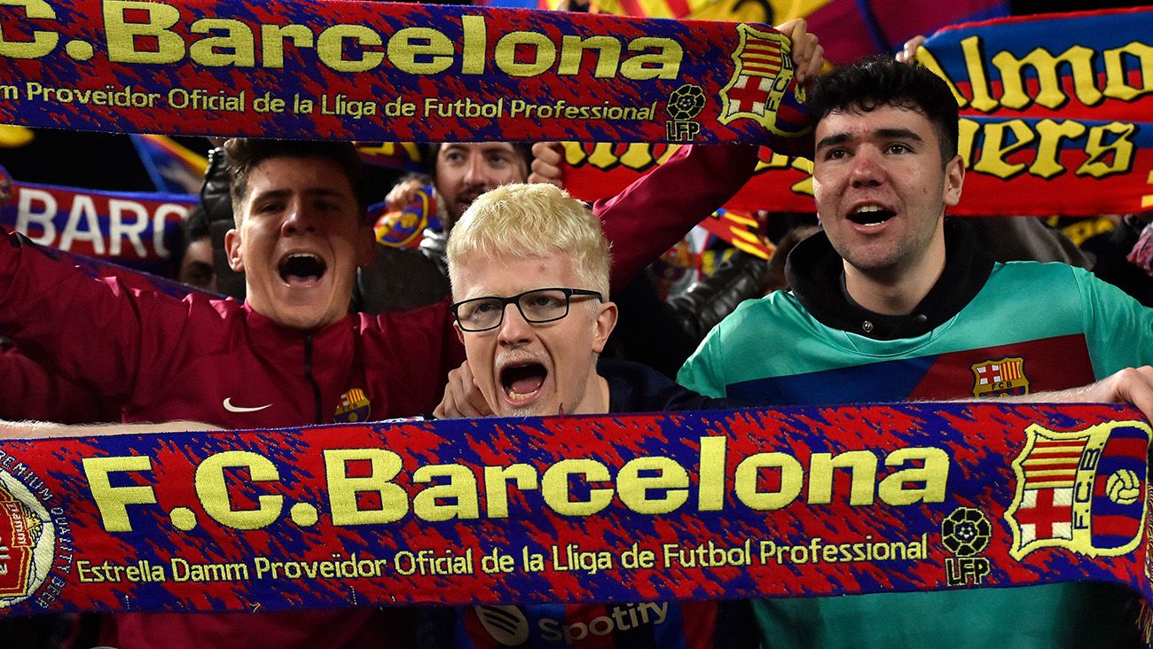 The fans of FC Barcelona during the match at Camp Nou against Girona