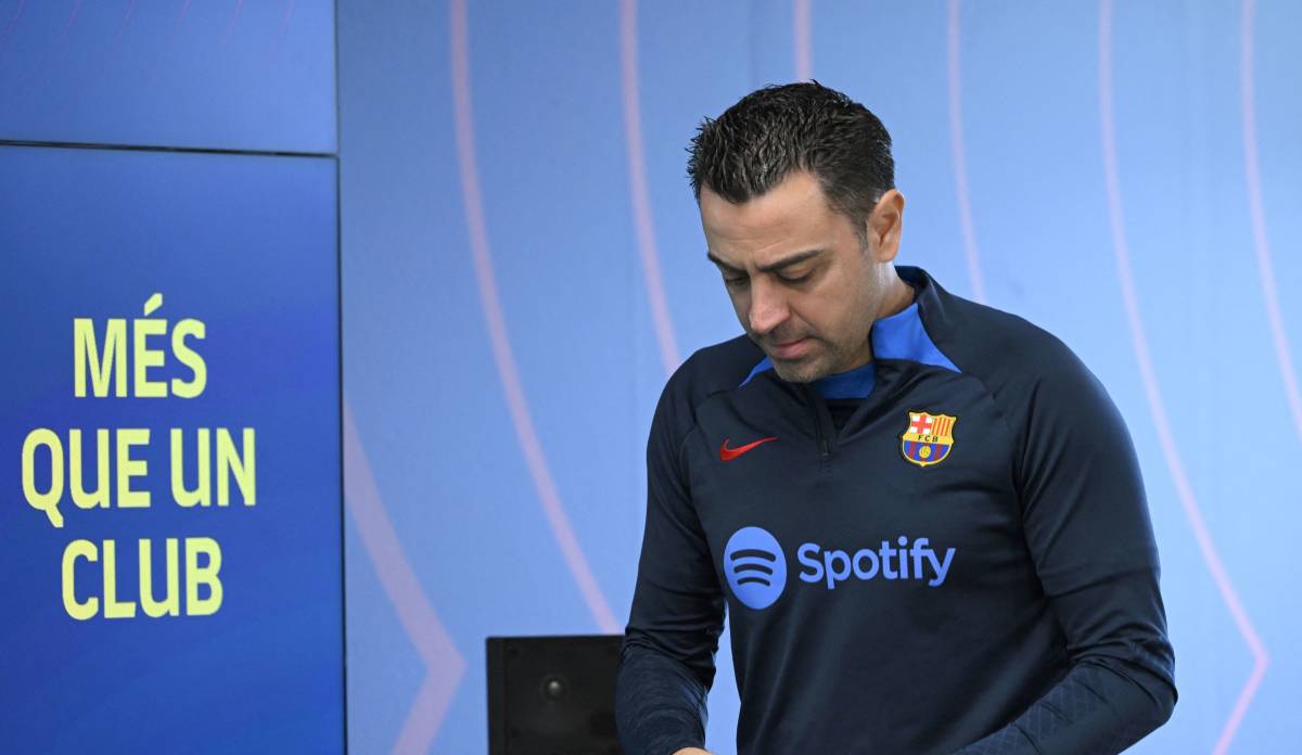 Xavi after a Barça training session