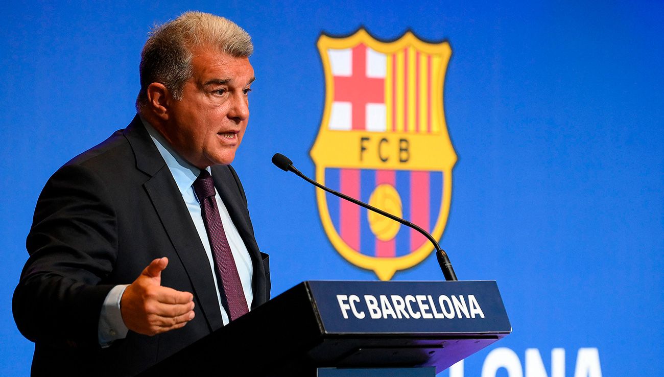 Joan Laporta durante una rueda de prensa