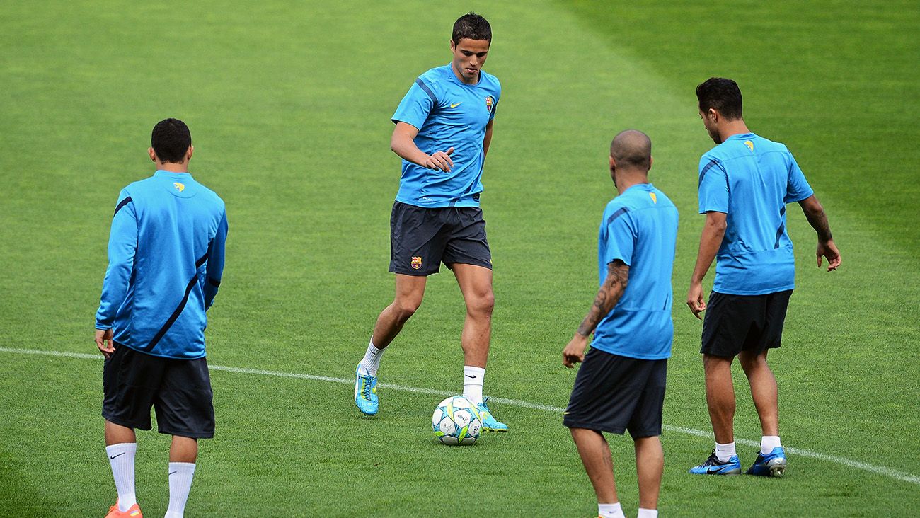 Ibrahim Afellay in a training session with FC Barcelona