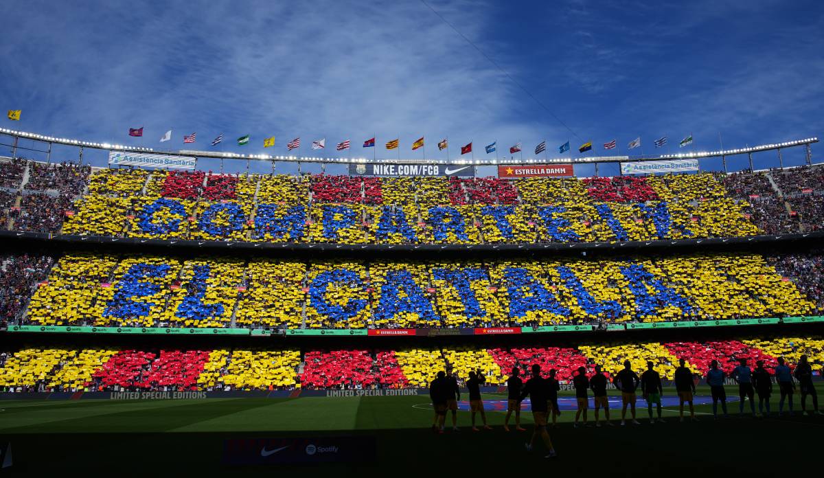 Camp Nou before Barcelona v Atlético