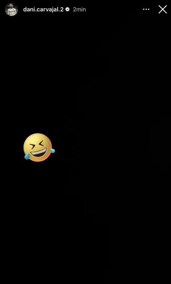 La imagen publicada por Dani Carvajal en sus 'stories' de Intagram durante el Real Sociedad-Real Madrid La imagen publicada por Dani Carvajal en sus 'stories' de Intagram durante el Real Sociedad-Real Madrid