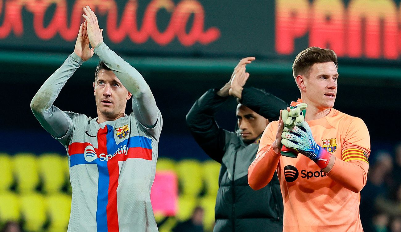 Robert Lewandowski y Ter Stegen frente al Villarreal