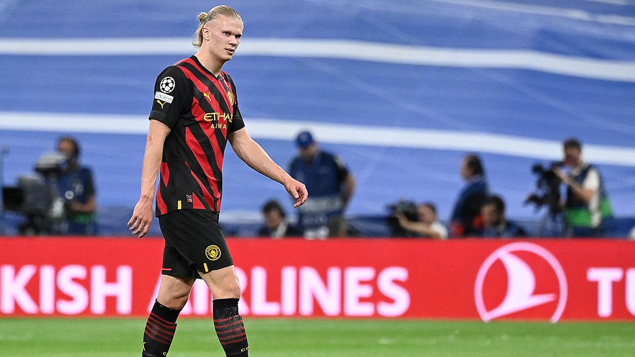 Erling Haaland durante el Real Madrid-Manchester City