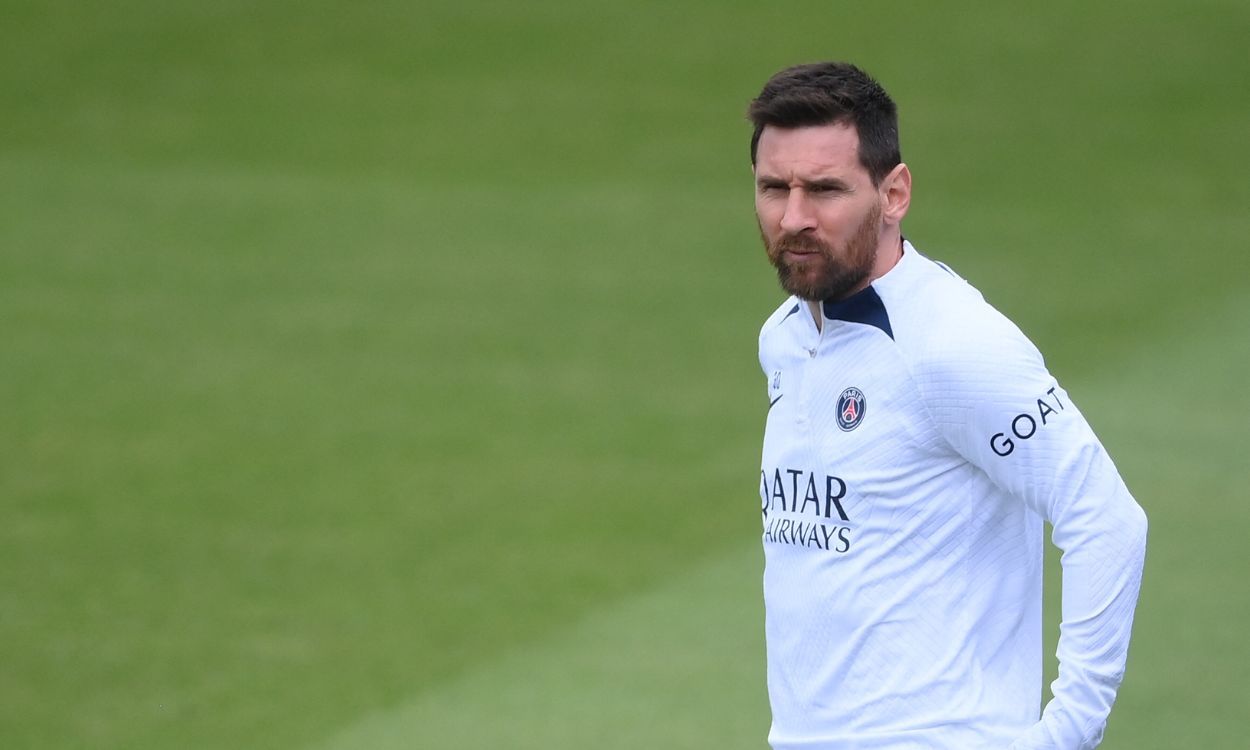 Leo Messi en un entrenamiento del PSG