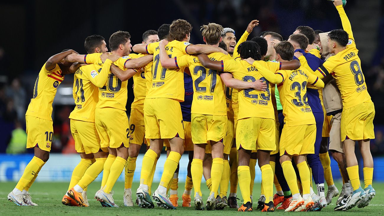 Los jugadores del Barça celebran LaLiga