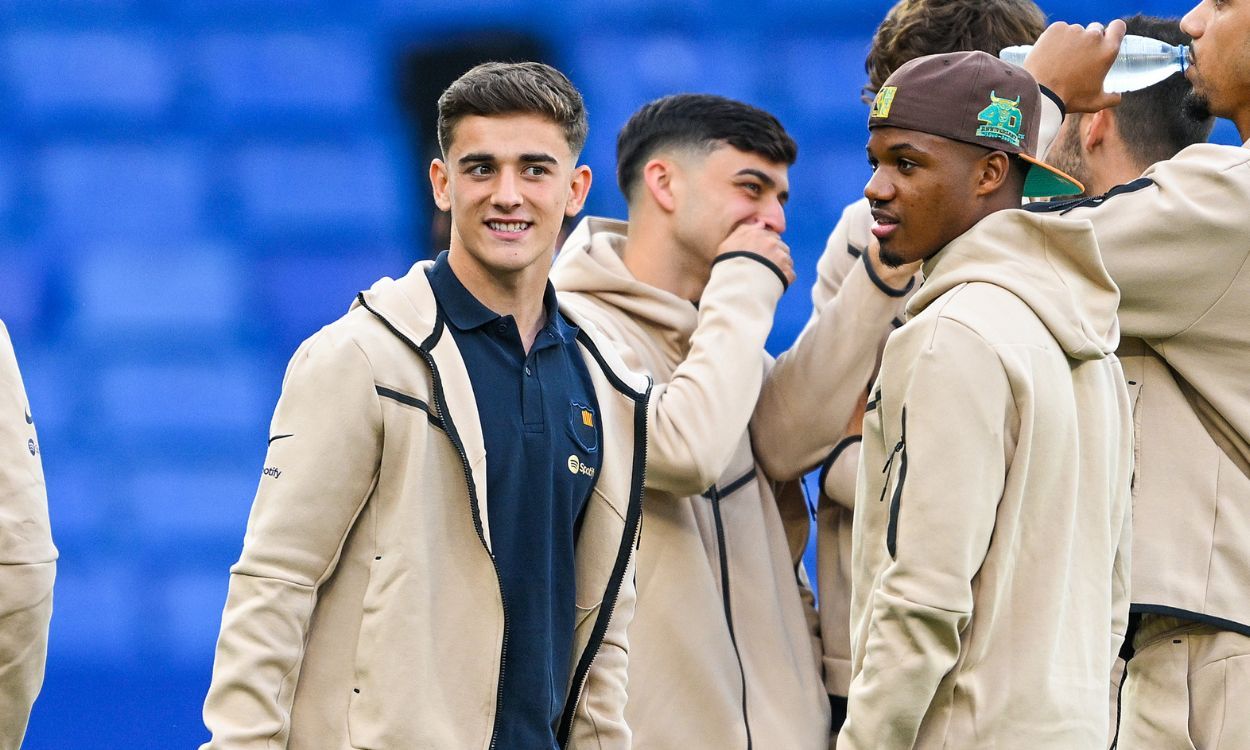 Gav,i y Ansu Fati en la previa de un partido del FC Barcelona