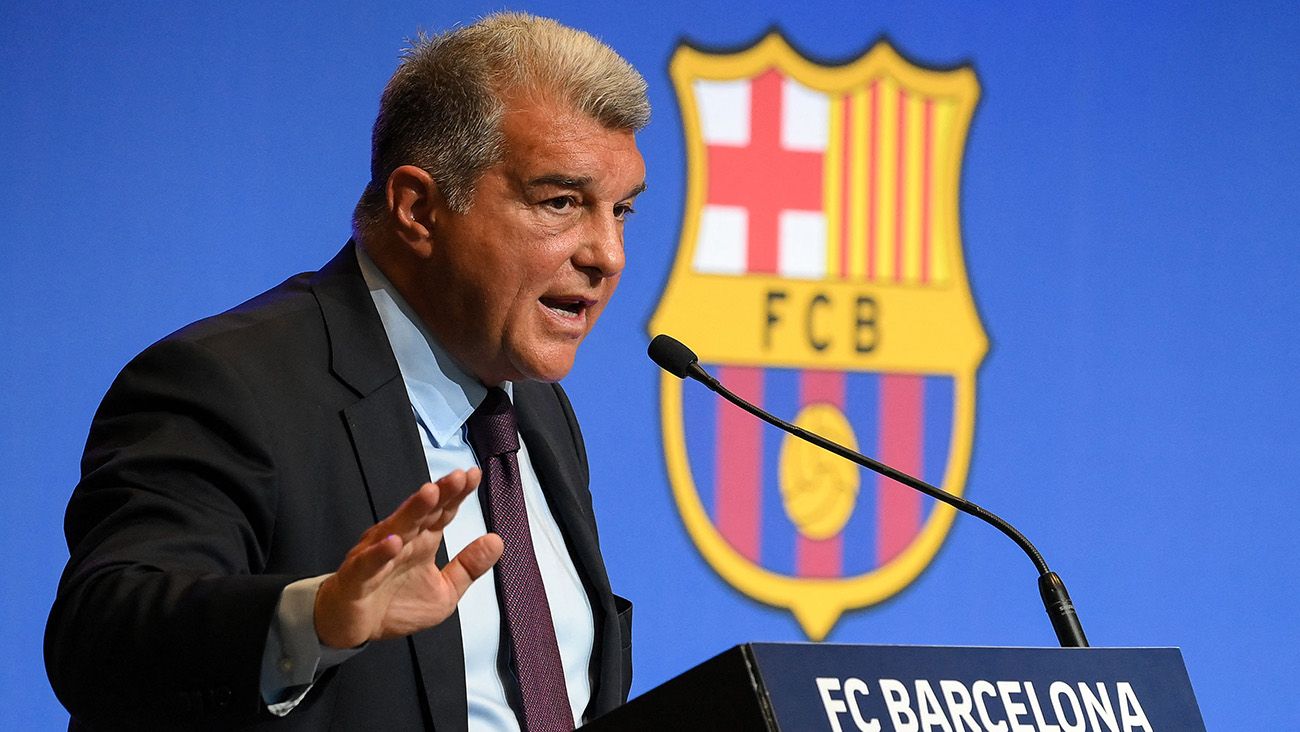 Joan Laporta in a press conference