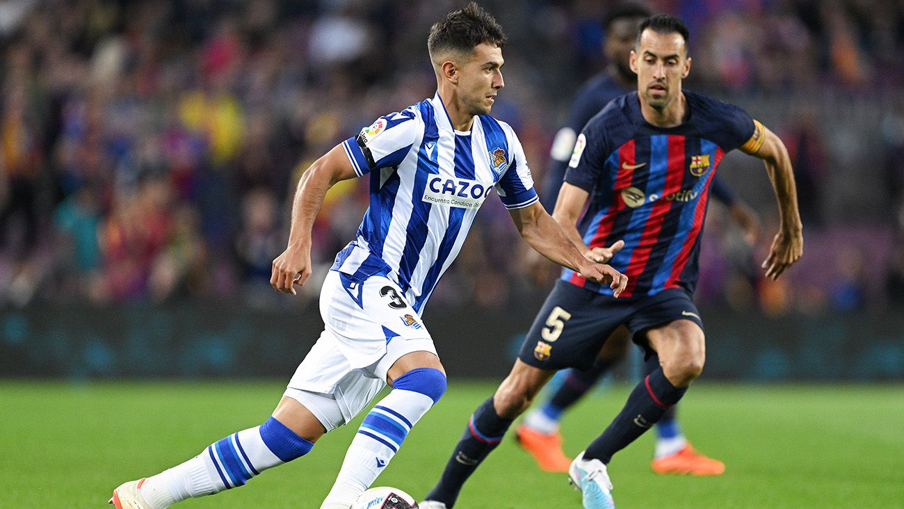 Martín Zubimendi durante el Barça-Real Sociedad (1-2)