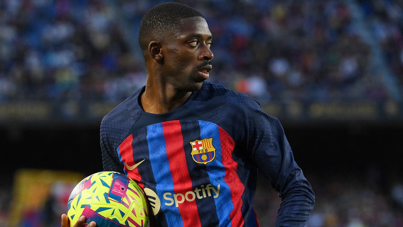 Ousmane Dembélé en un partido con el FC Barcelona