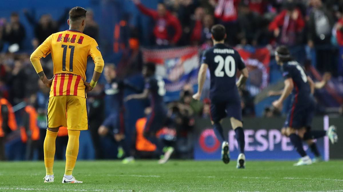 Neymar Jr, lamentando la eliminación del Barça en el Calderón