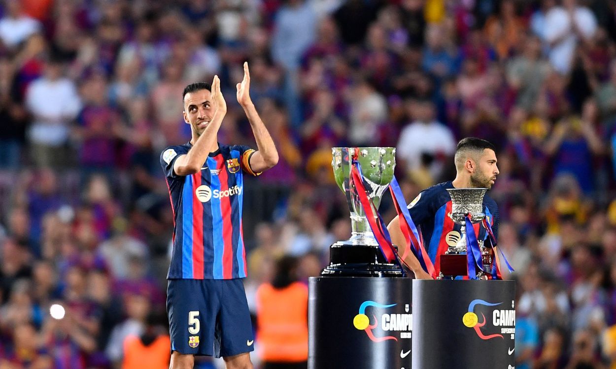 Sergio Busquets en su despedida en el Camp Nou