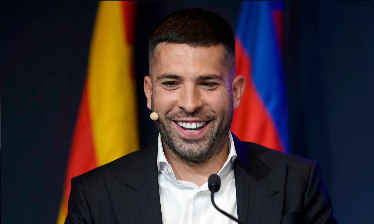 Jordi Alba en el Auditori 1899 durante su despedida del FC Barcelona