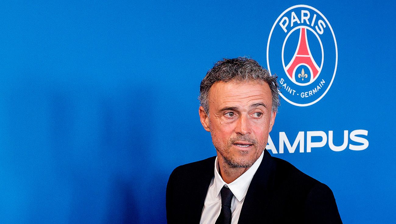 Luis Enrique durante su presentación con el PSG