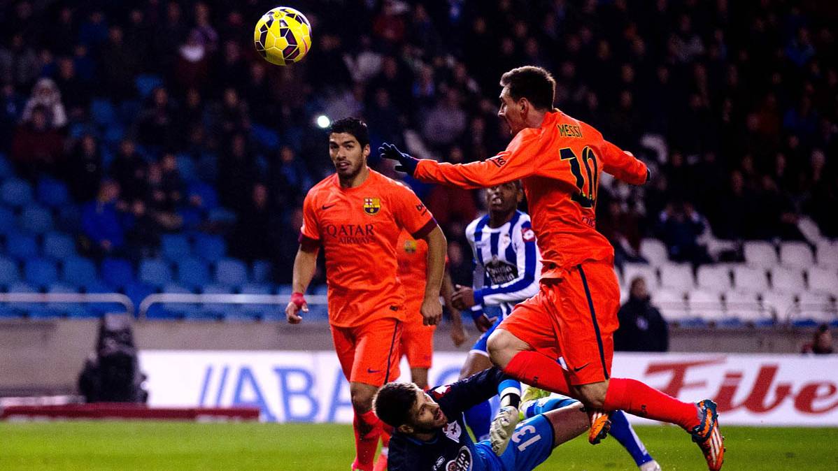 Leo Messi, annotating the last goal that marked in Riazor