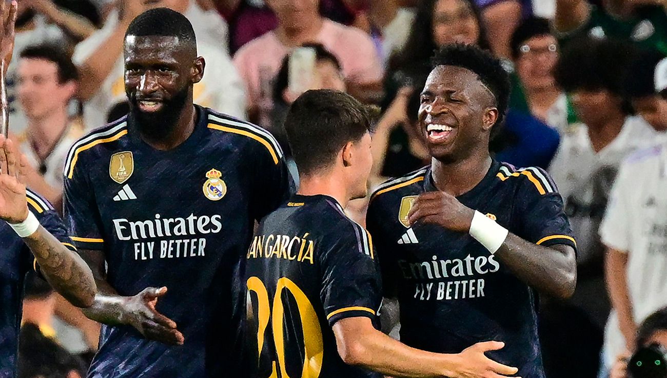 Jugadores del Real Madrid celebrando un gol