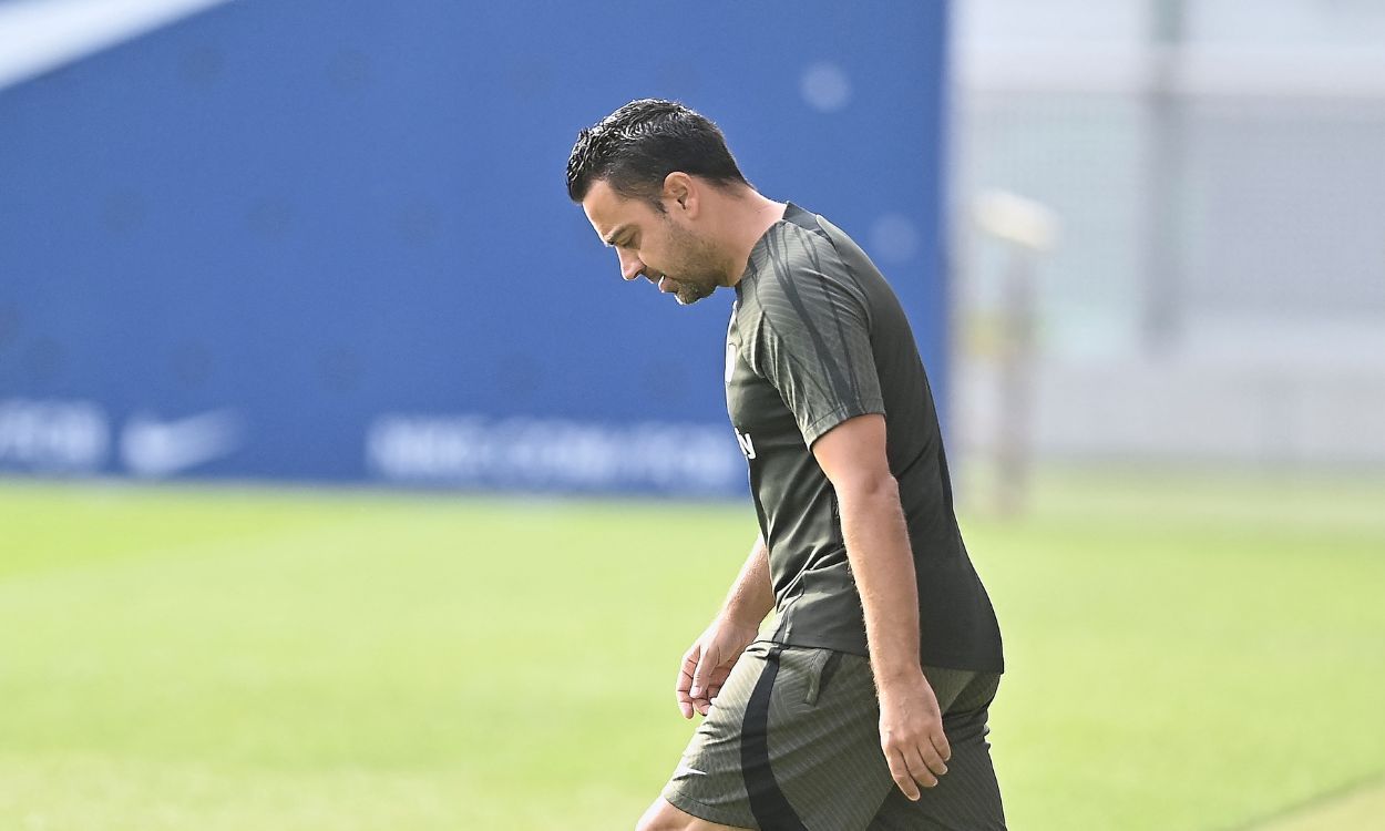 Xavi Hernández durante una sesión de entrenamiento