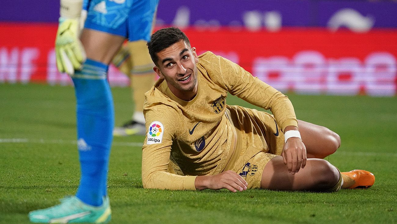 Ferran Torres en un partido de Liga con el Barça