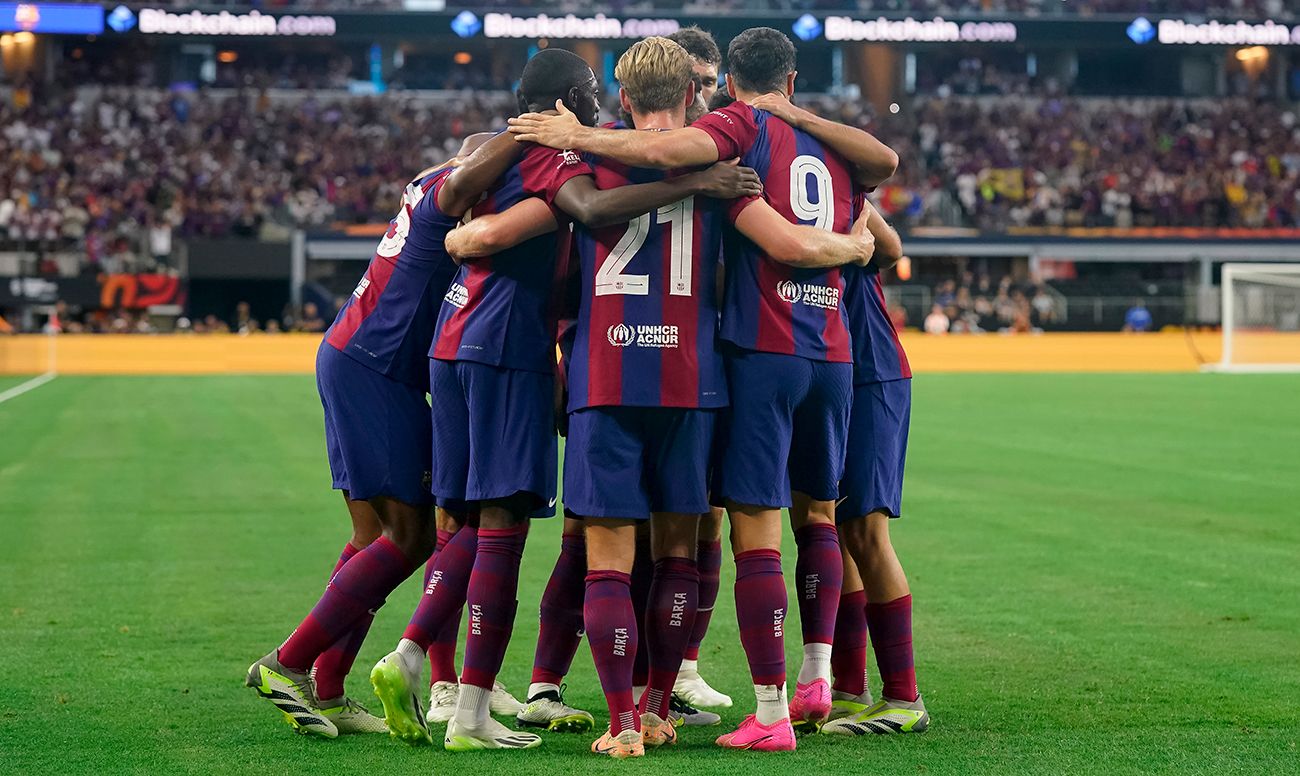 Celebración de un gol del Barça en Estados Unidos