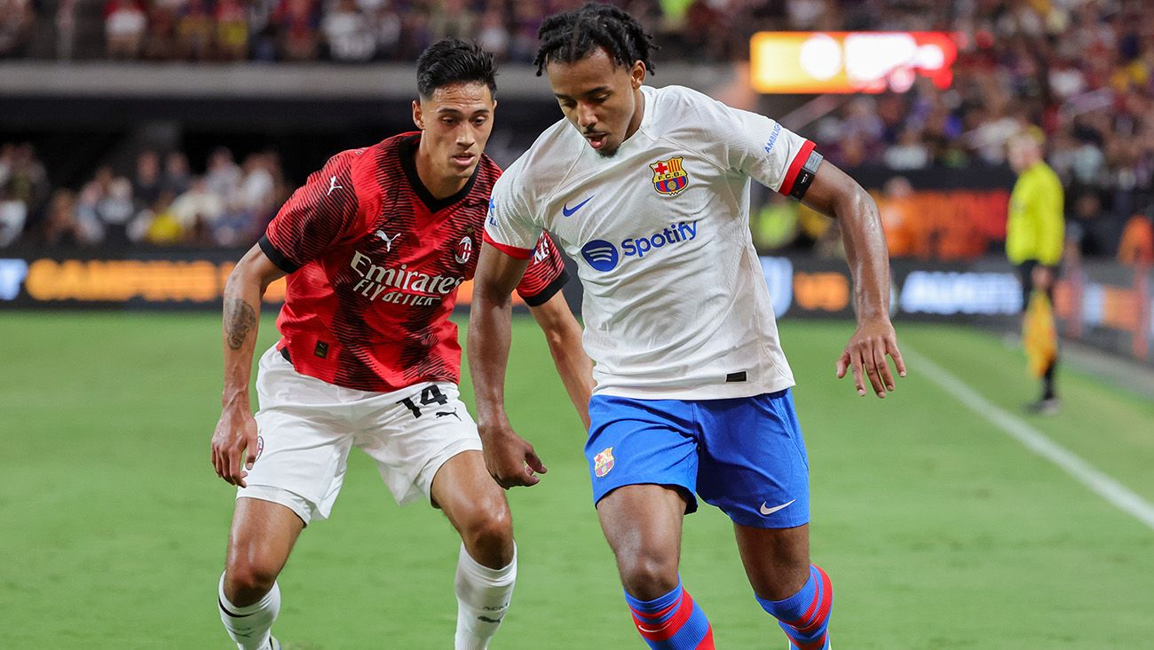 Jules Koundé during the Milan-Barça of the American tour