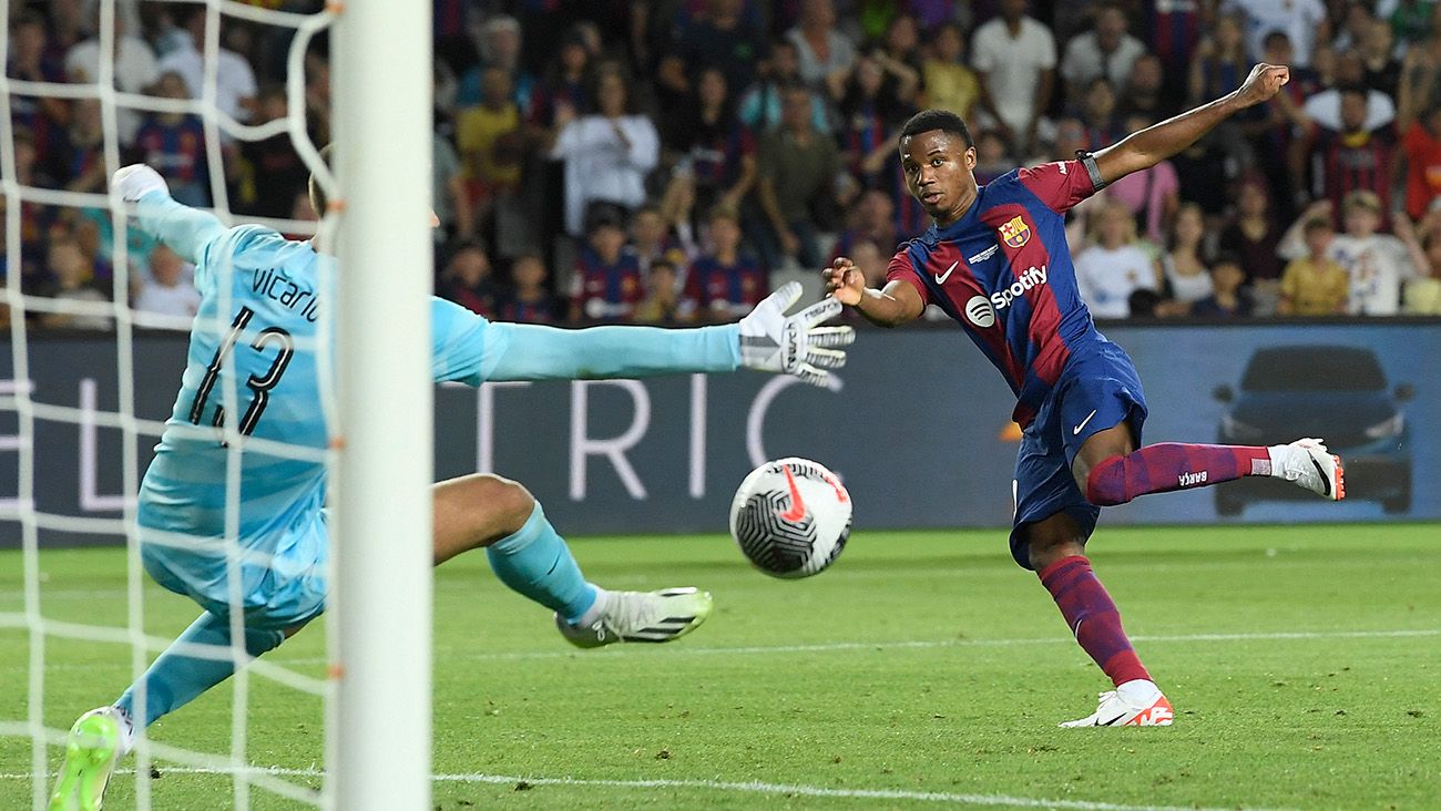 Ansu Fati convirtió el 3-2 en el Gamper ante el Tottenham