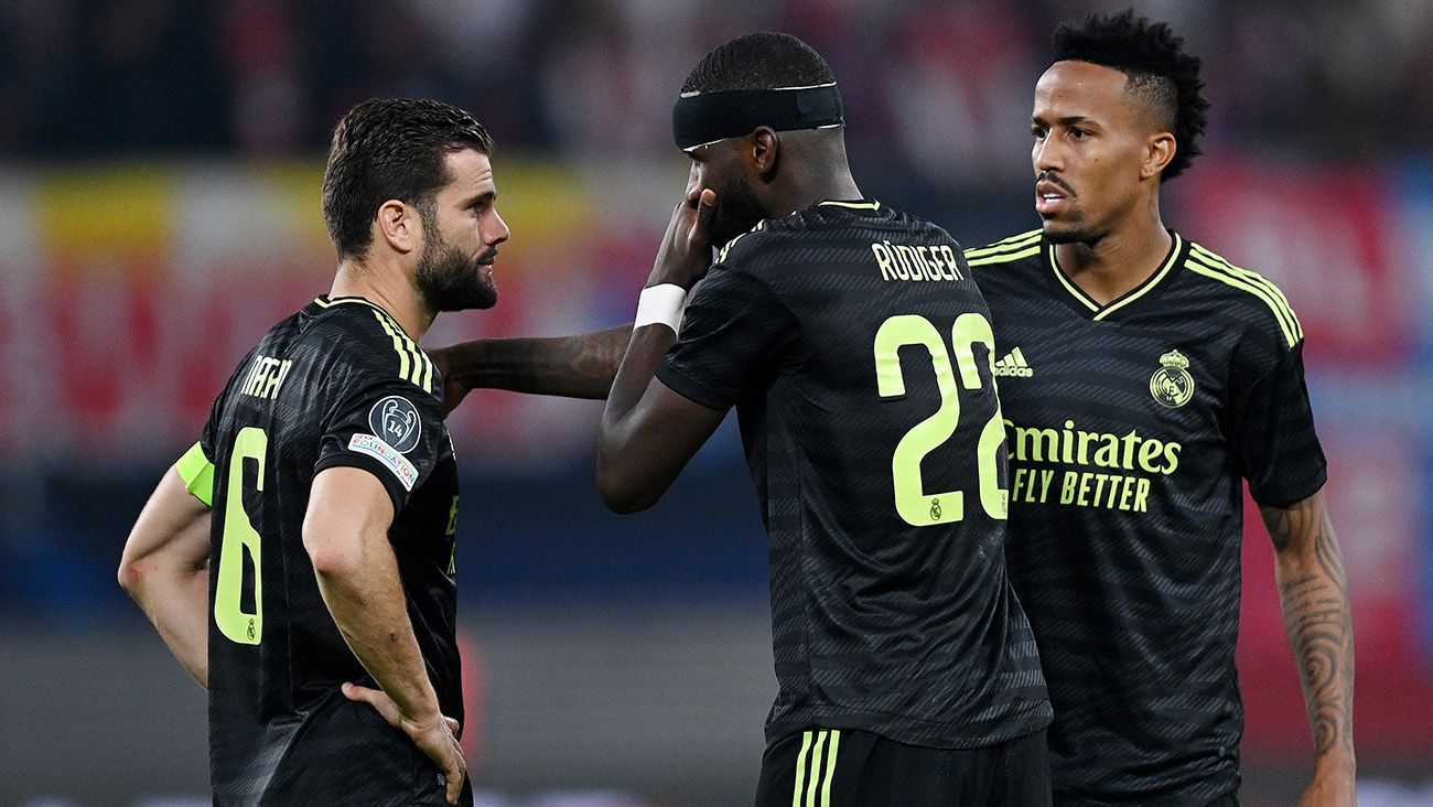 Nacho, Rüdiger and Militao in a match with Real Madrid