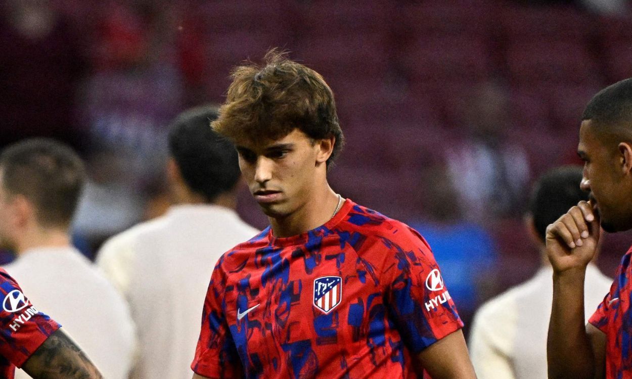 Joao Félix en un calentamiento con el Atlético de Madrid