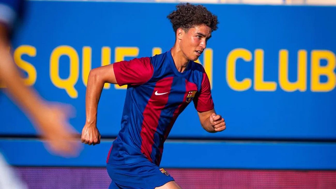 Noah Darvich en su primer partido con el Barça Atlètic