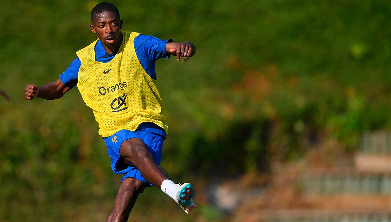 Ousmane Dembélé durante un entrenamiento