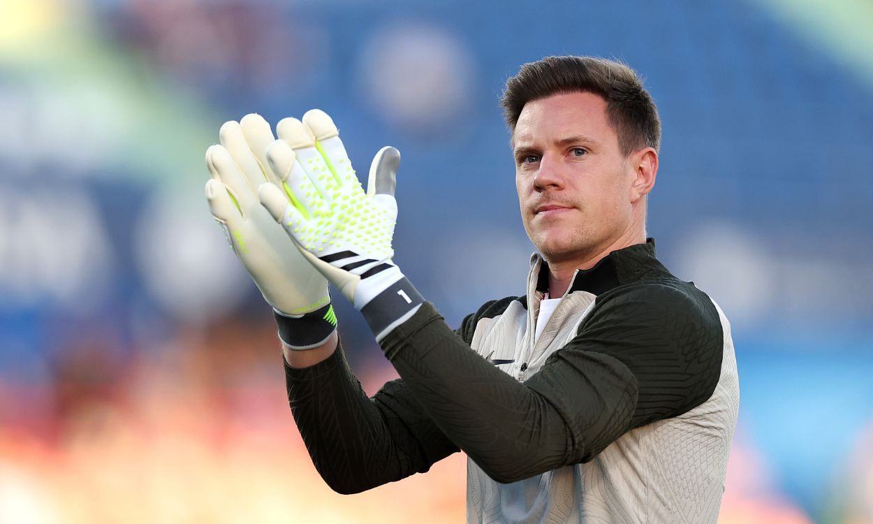 Ter Stegen en un calentamiento del FC Barcelona