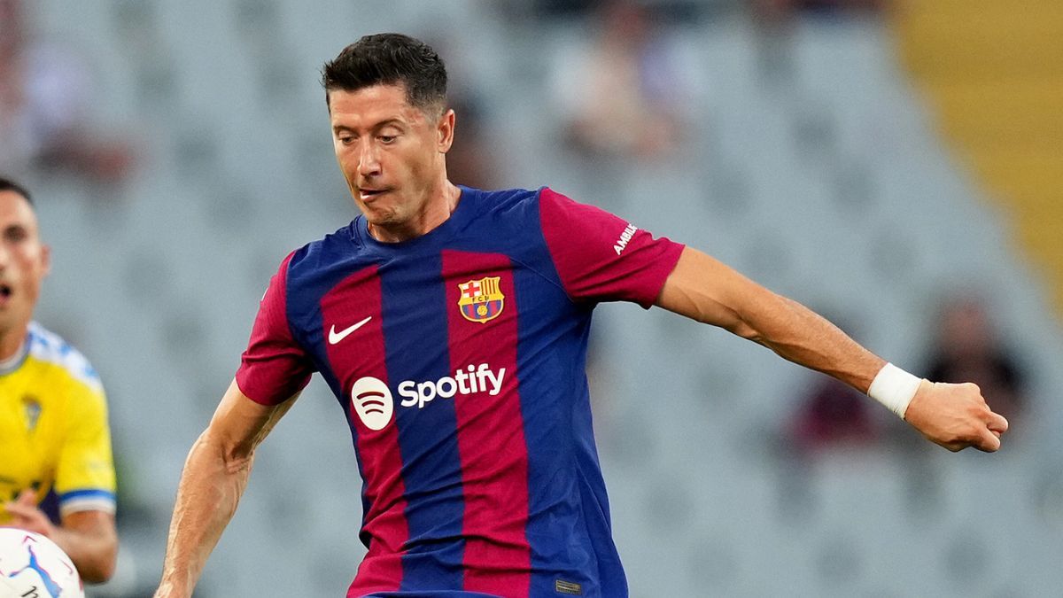 Robert Lewandowski en un partido del Barça