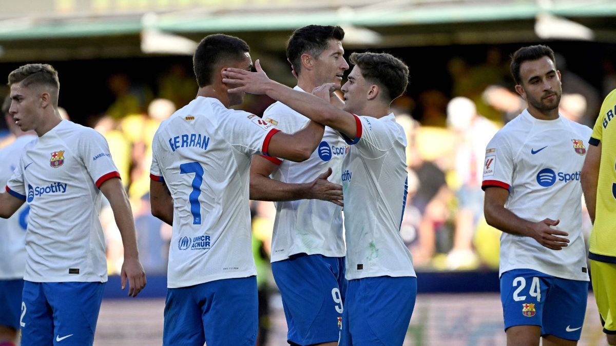 Los jugadores del FC Barcelona celebran un gol