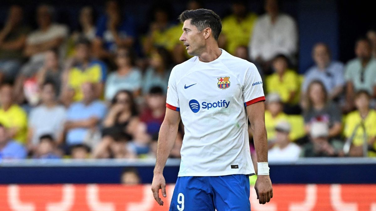 Robert Lewandowski en un partido del Barça