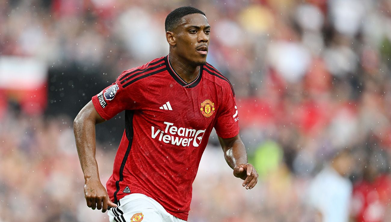 Martial durante un partido del United