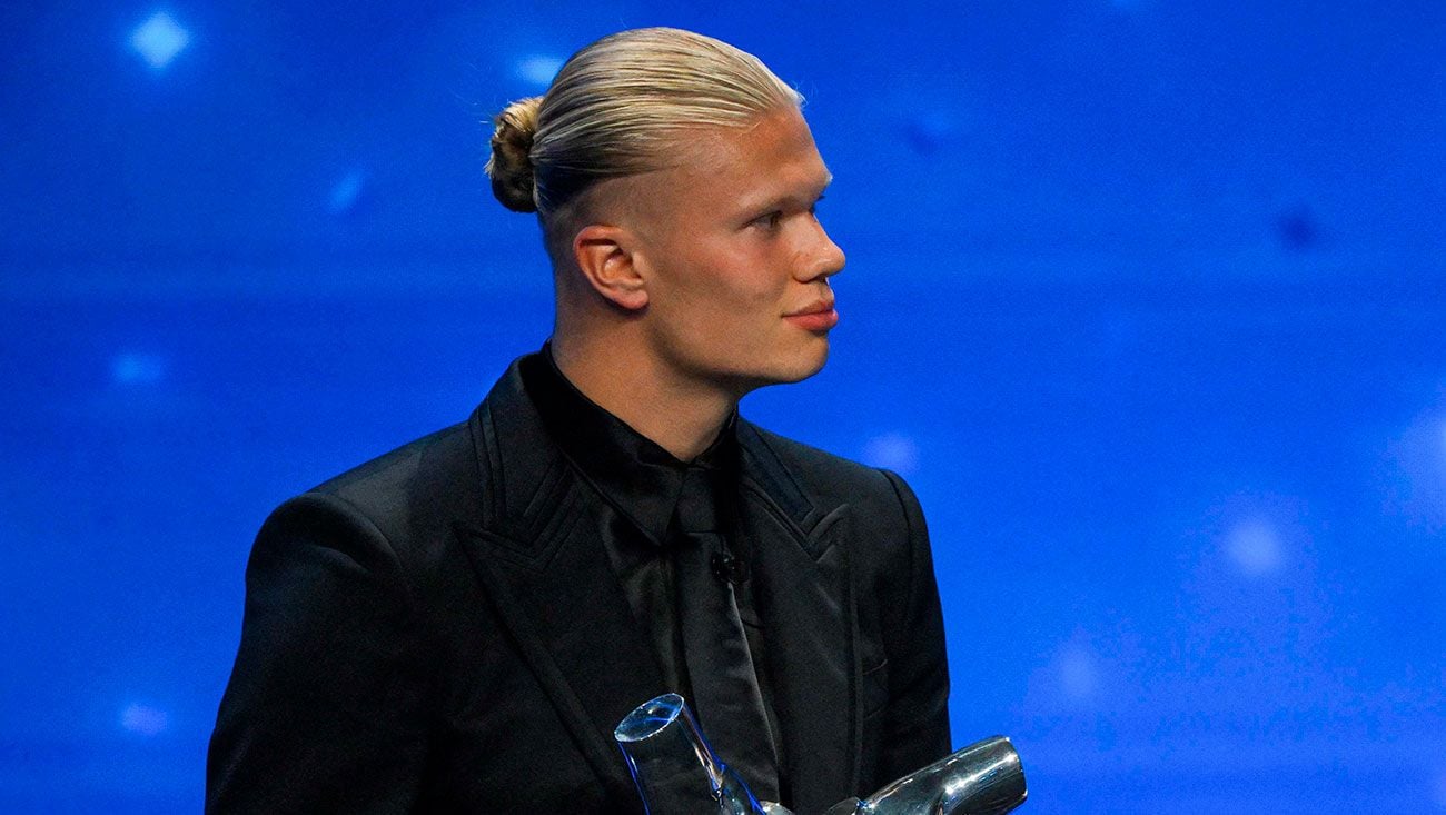 Erling Haaland durante la gala de la UEFA