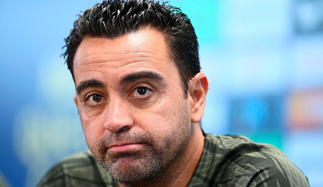 Xavi en una rueda de prensa