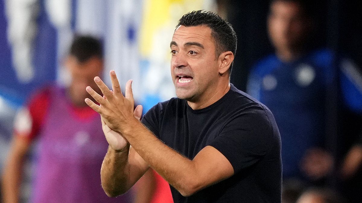 Xavi Hernández durante un partido del FC Barcelona