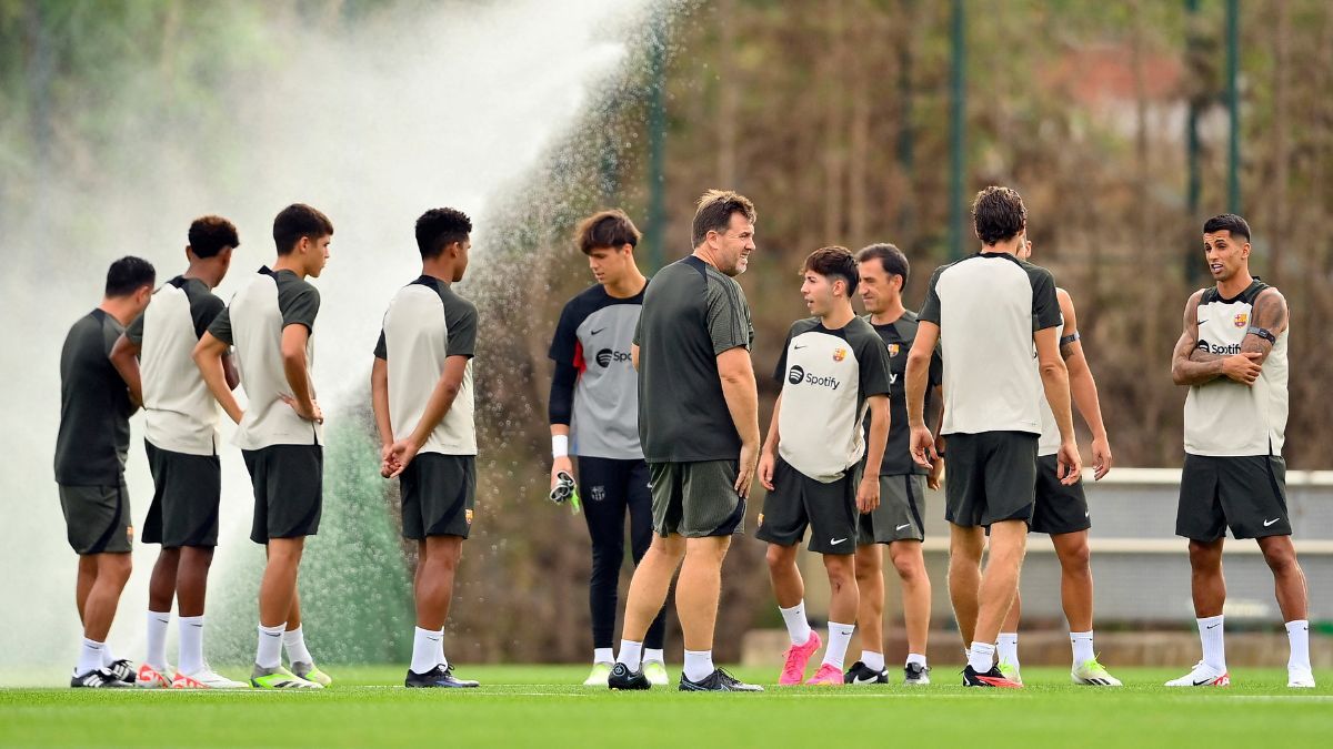 El FC Barcelona durante un entrenamiento