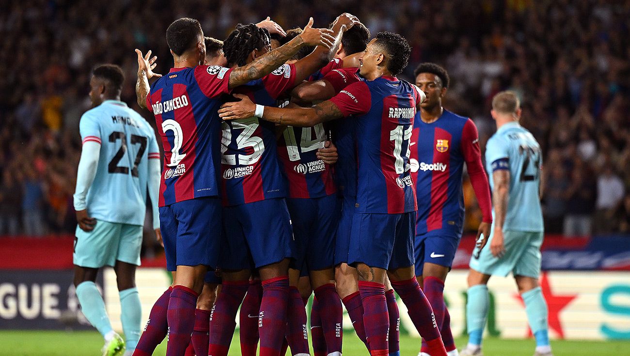 Jugadores del Barça celebrando un gol