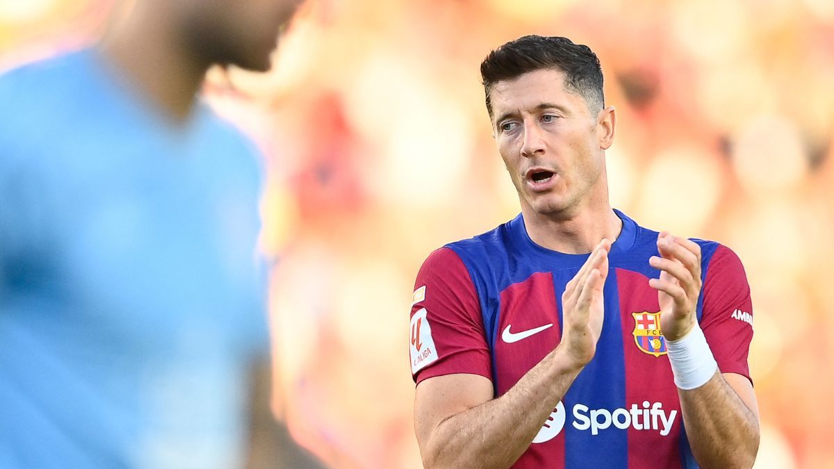 Robert Lewandowski en un partido del FC Barcelona