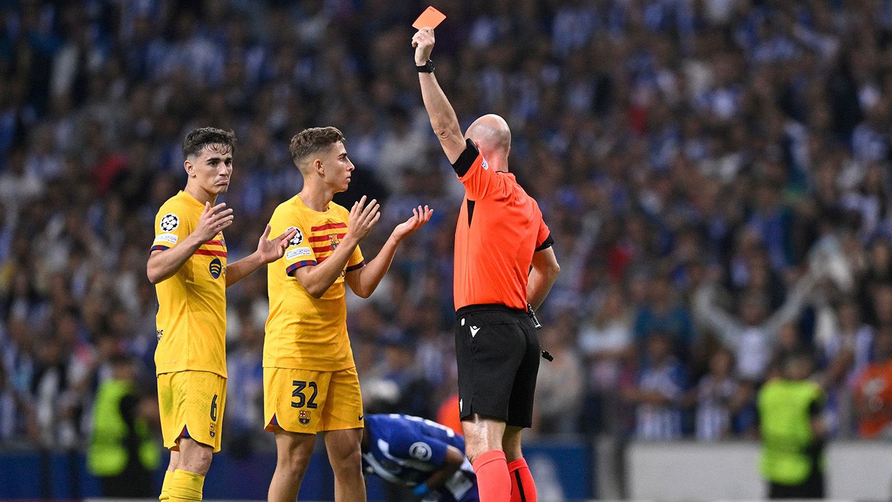 Gavi was sent off before the end in Porto-Barça (0-1)