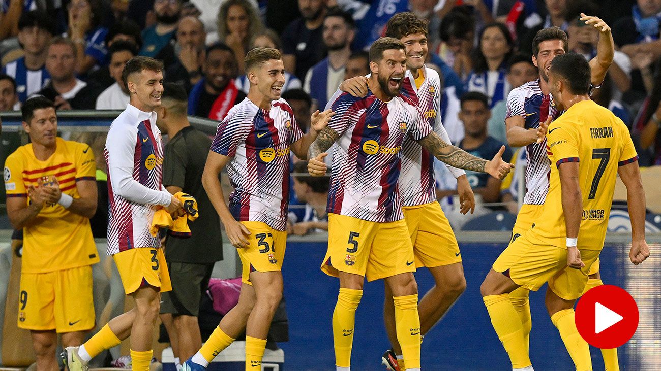 Jugadores del Barça celebrando un gol