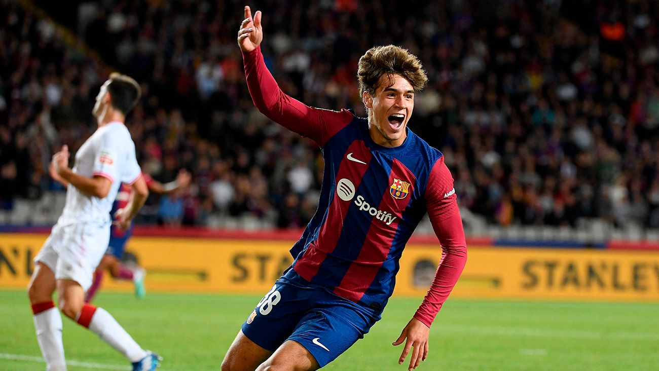 Marc Guiu celebra su gol ante el Athletic