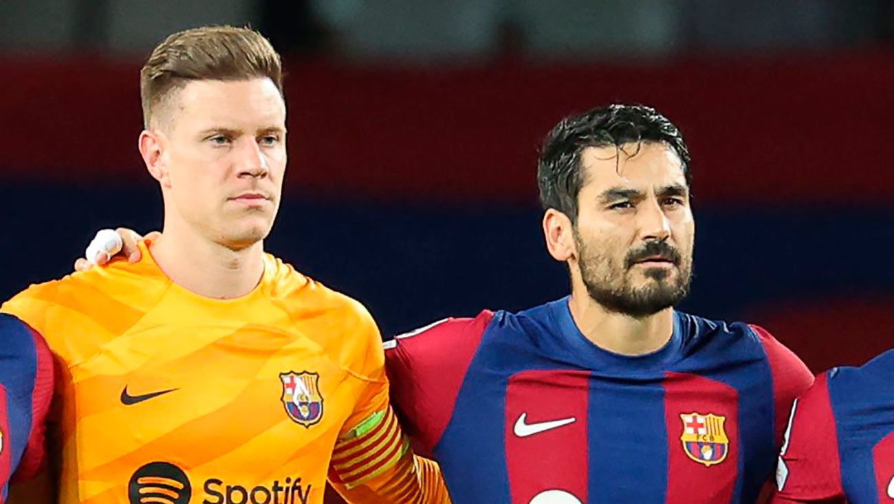 Ter Stegen y Gündogan antes de un partido con el Barça