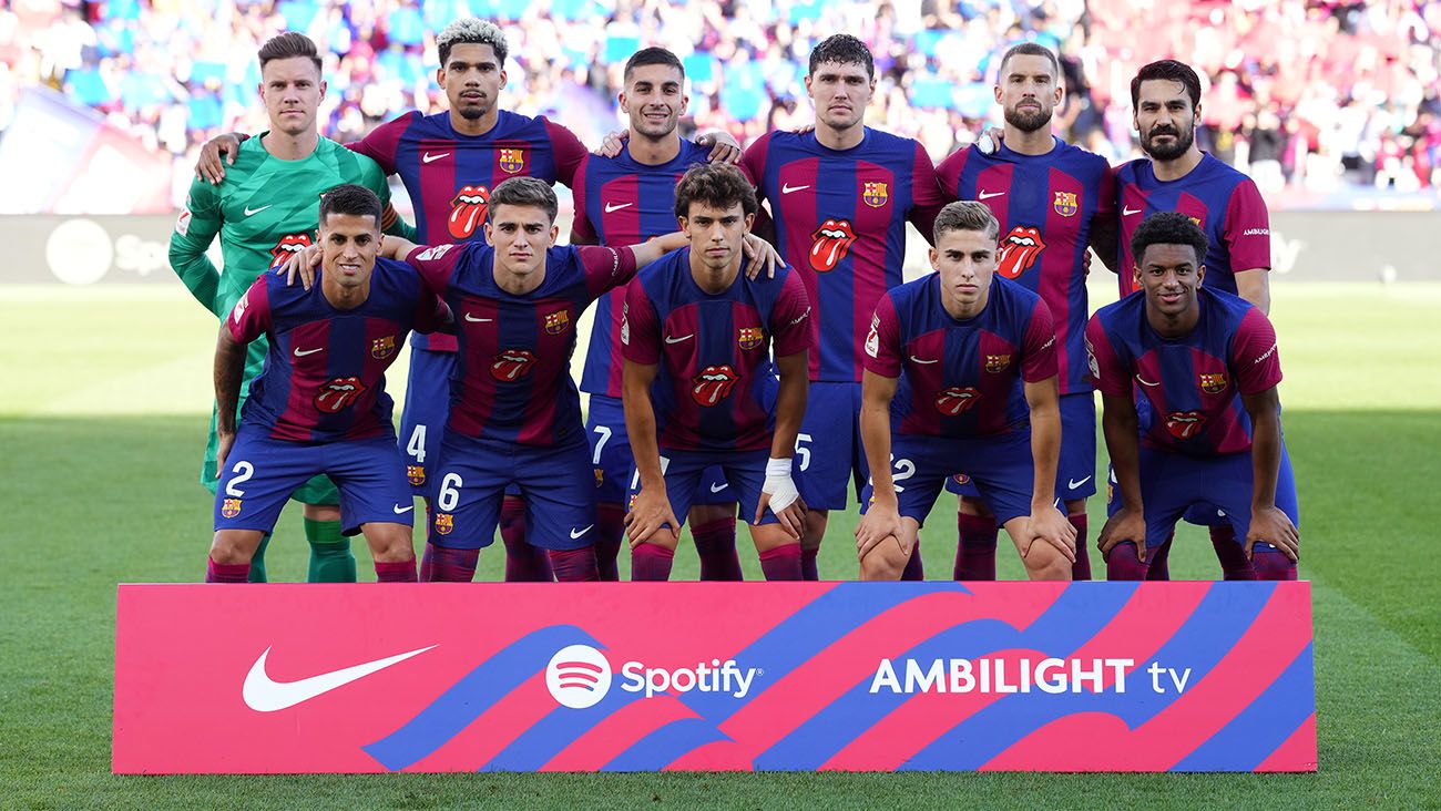 El once del FC Barcelona en el Clásico en Montjuïc