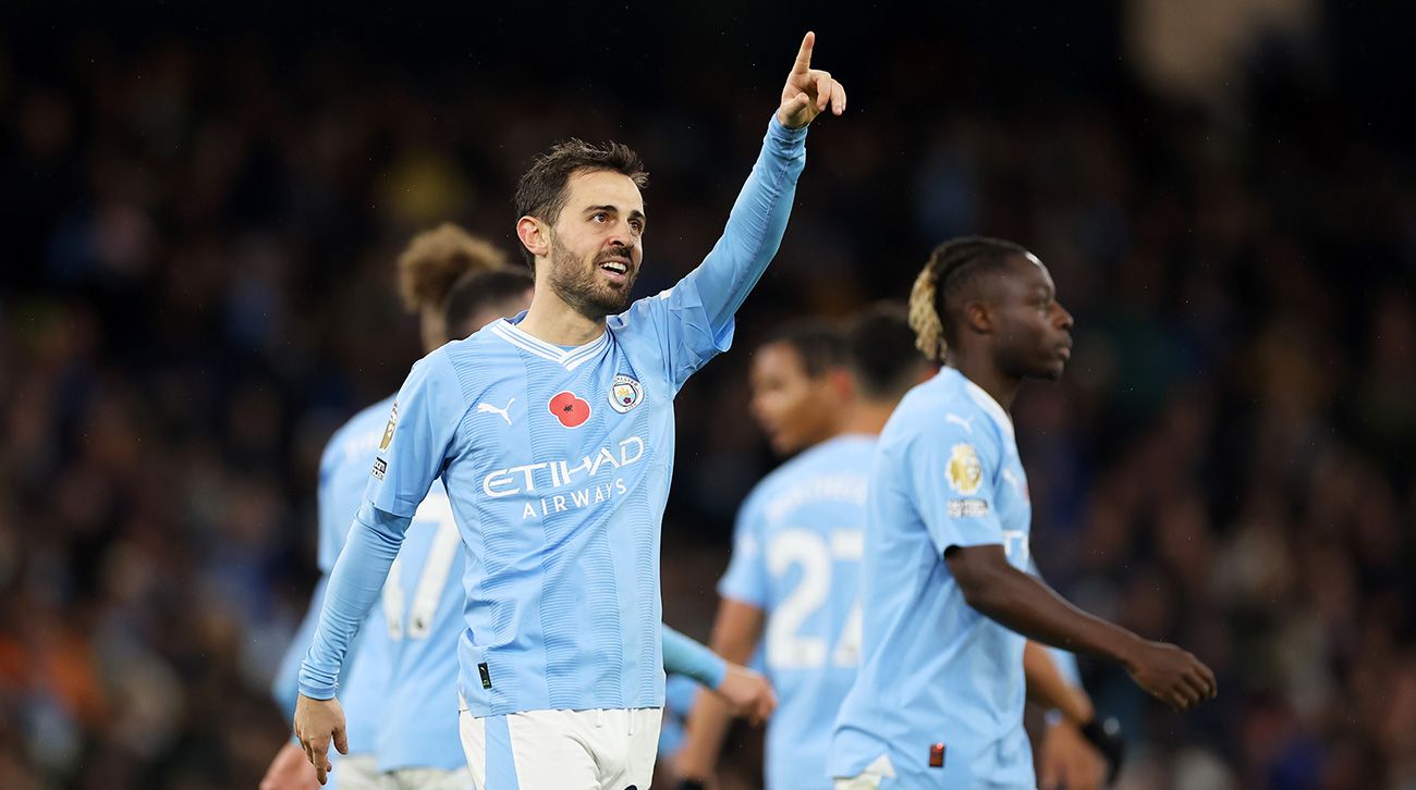 Bernardo Silva celebrando un gol