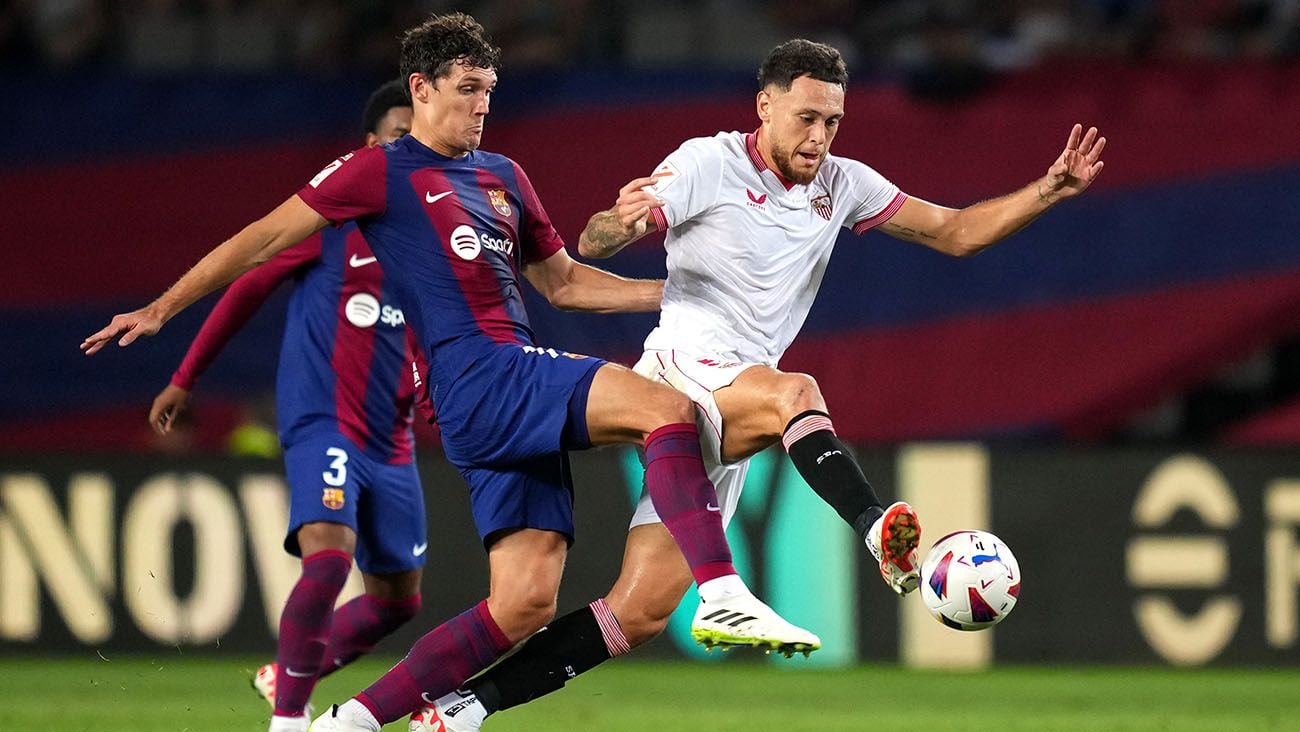 Andreas Christensen in a match with Barça