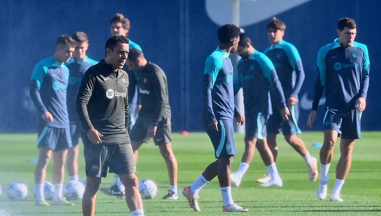 Xavi Hernández durante un entrenamiento